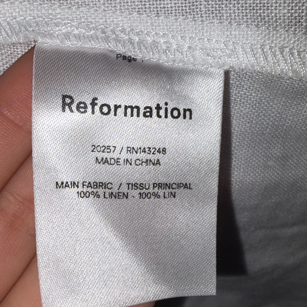 Reformation White 100% Linen Top size S - Picture 11 of 14